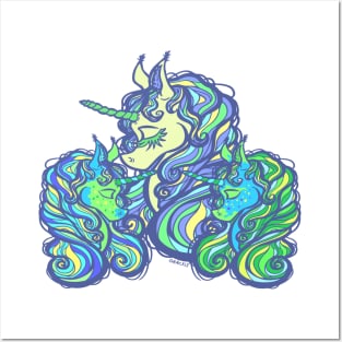 Mother of Twins Unicorn (Boy and Boy) Posters and Art